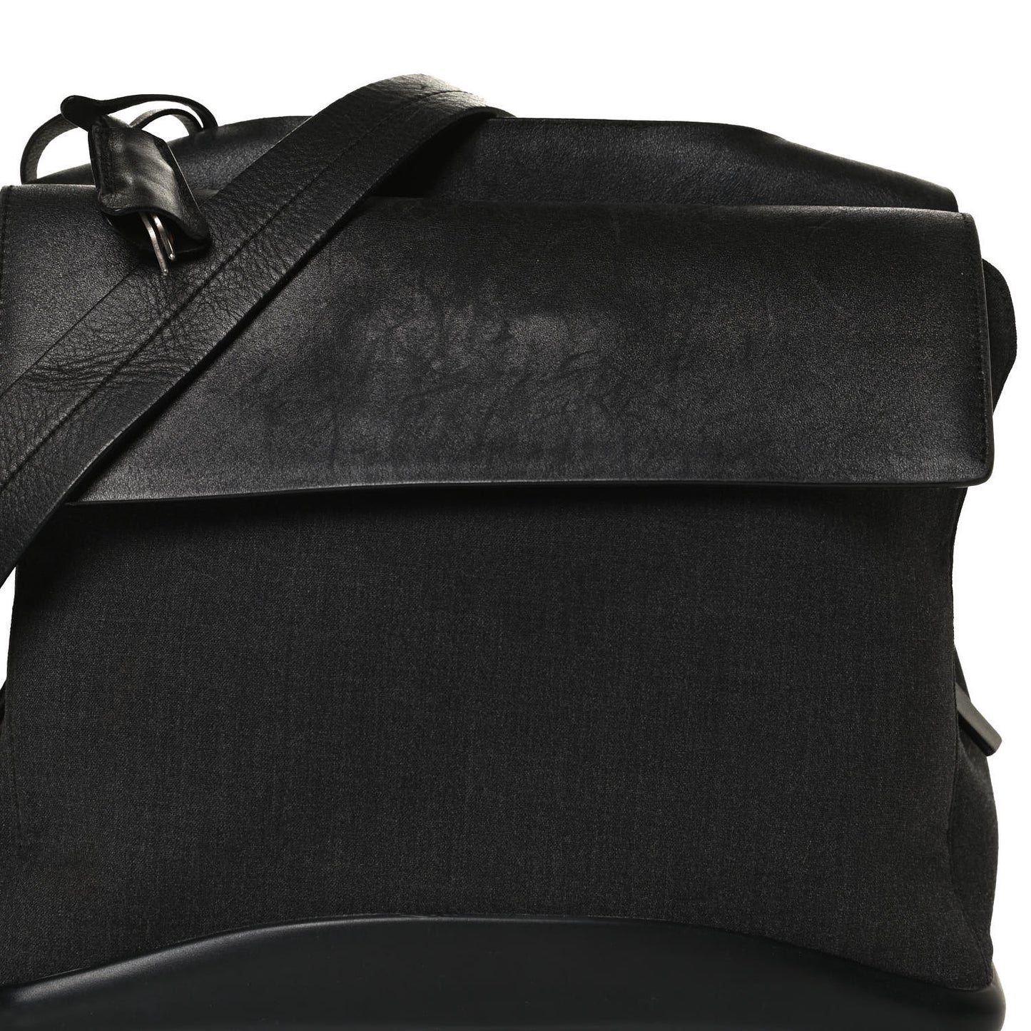 Calfskin Fabric Messenger Bag Black