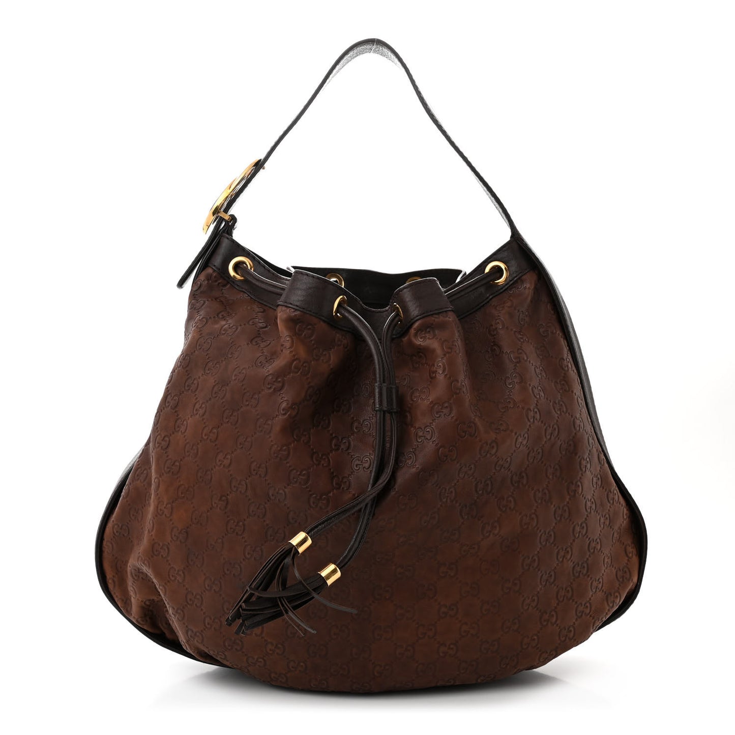 Guccissima Medium Interlocking Icon Shoulder Bag Dark Brown