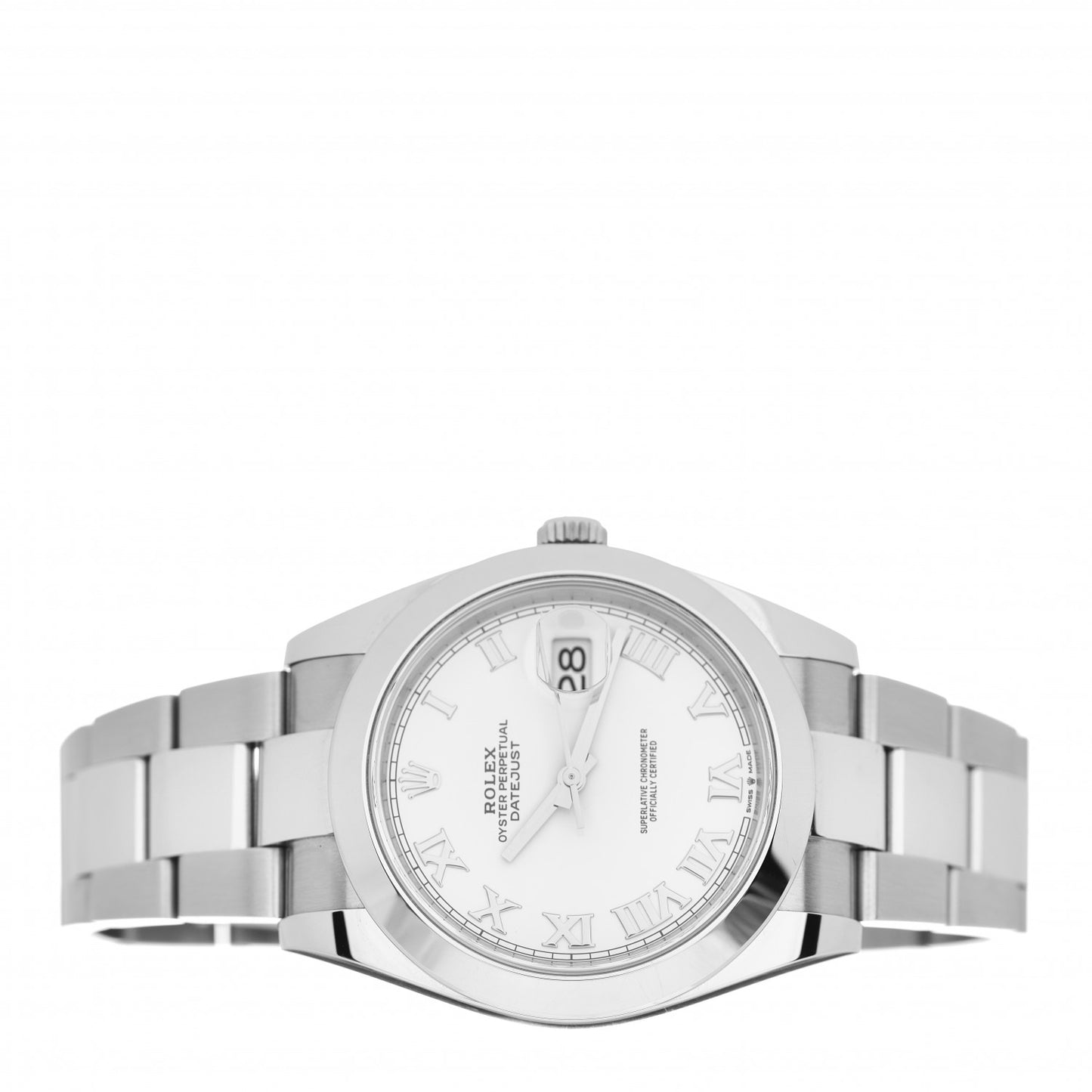 Stainless Steel 41mm Oyster Perpetual Datejust Watch White Roman 126300