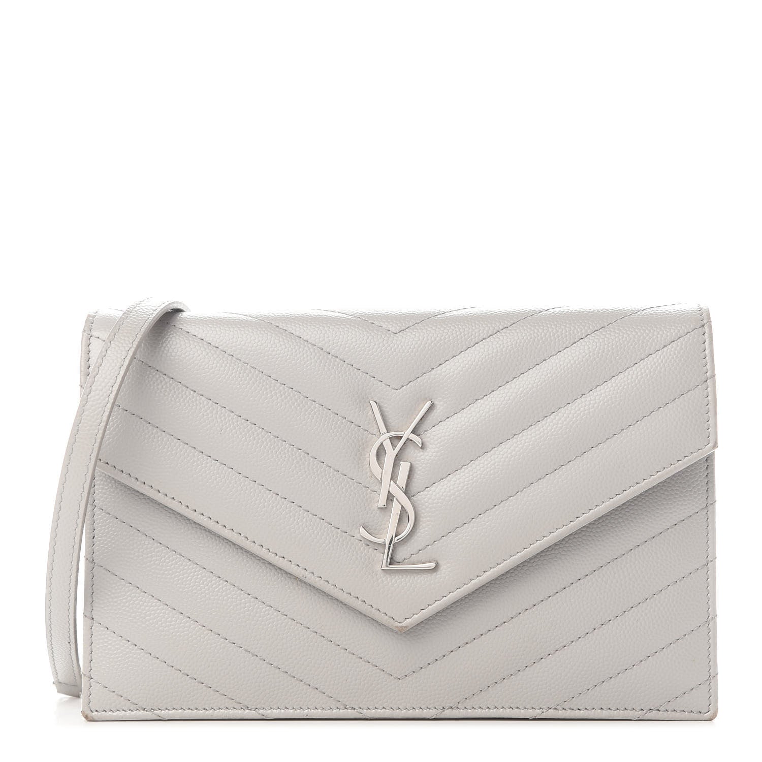 Saint Laurent Grain De Poudre Matelasse Chevron Monogram Envelope Chain Wallet Souris 1 of 16