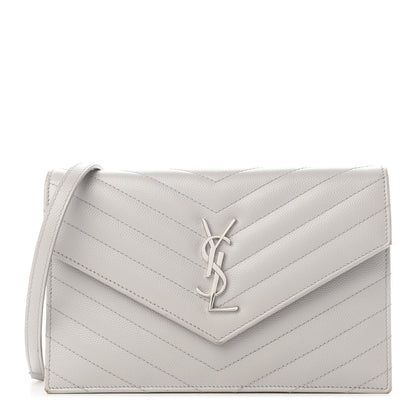 Saint Laurent Grain De Poudre Matelasse Chevron Monogram Envelope Chain Wallet Souris 1 of 16