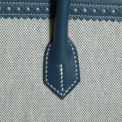 Hermes Swift Toile Ghillies Birkin 40 Bleu De Prusse 16 of 28