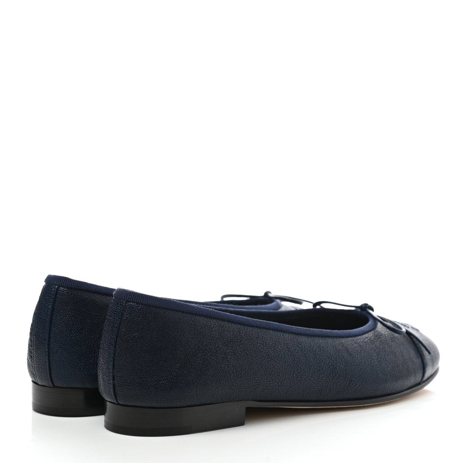 Chanel Caviar CC Cap Toe Ballerina Flats 36.5 Navy Blue 4 of 8