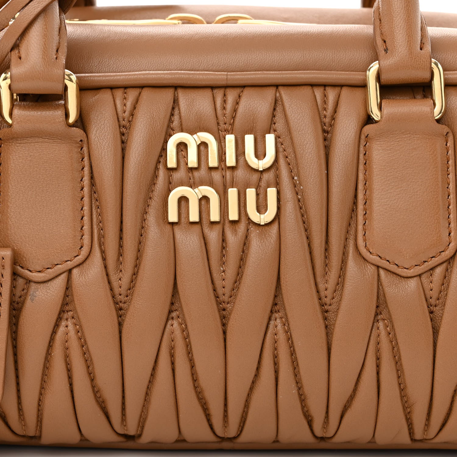 Miu Miu Nappa Matelasse Large Arcadie Top Handle Bag Caramel 9 of 12