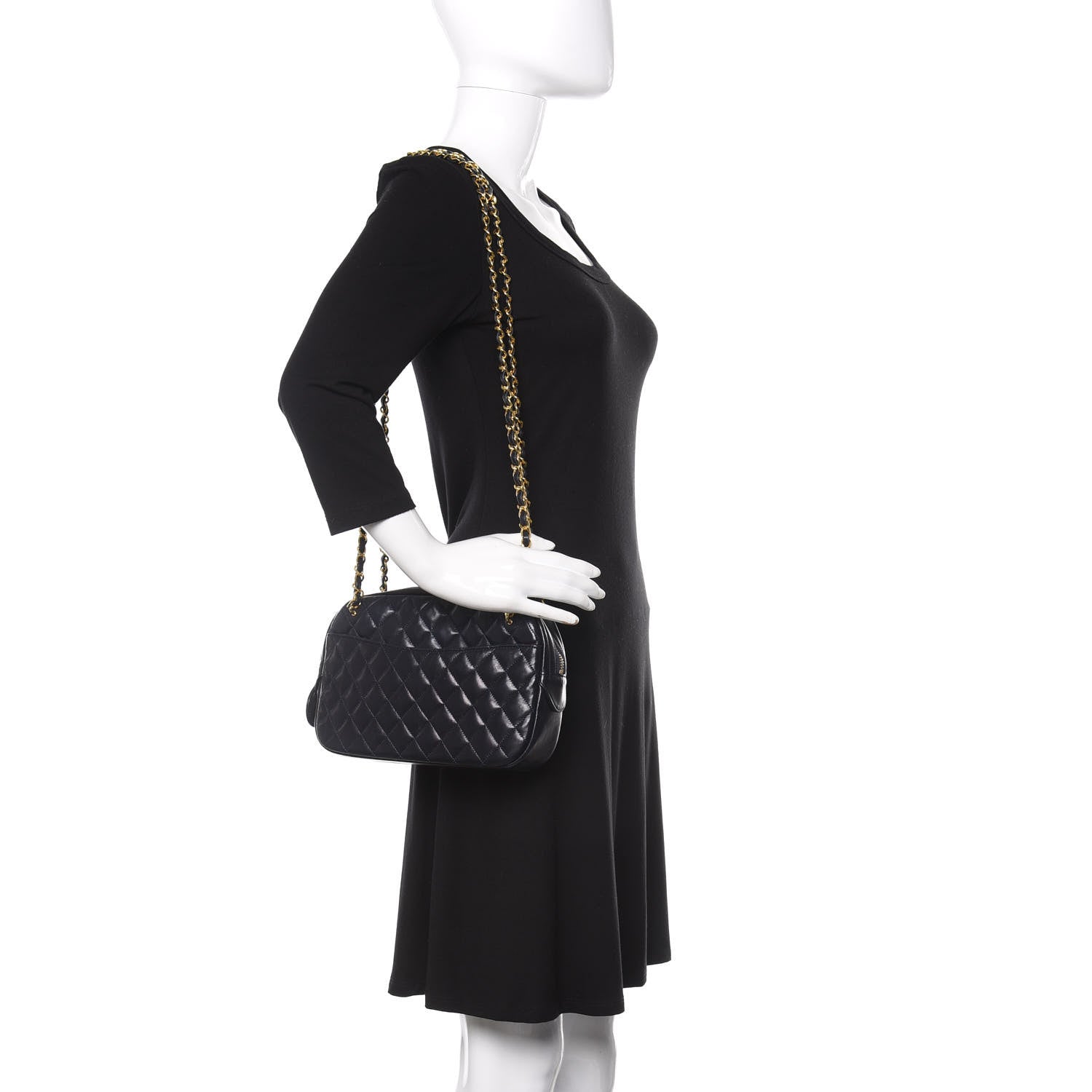 Chanel Lambskin Quilted Camera Case Navy Blue 2 of 13