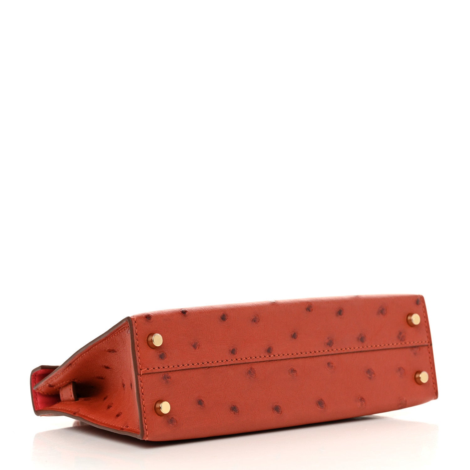 Hermes Ostrich Horseshoe Kelly Sellier Mini 20 Cuivre Rose Extreme 4 of 10