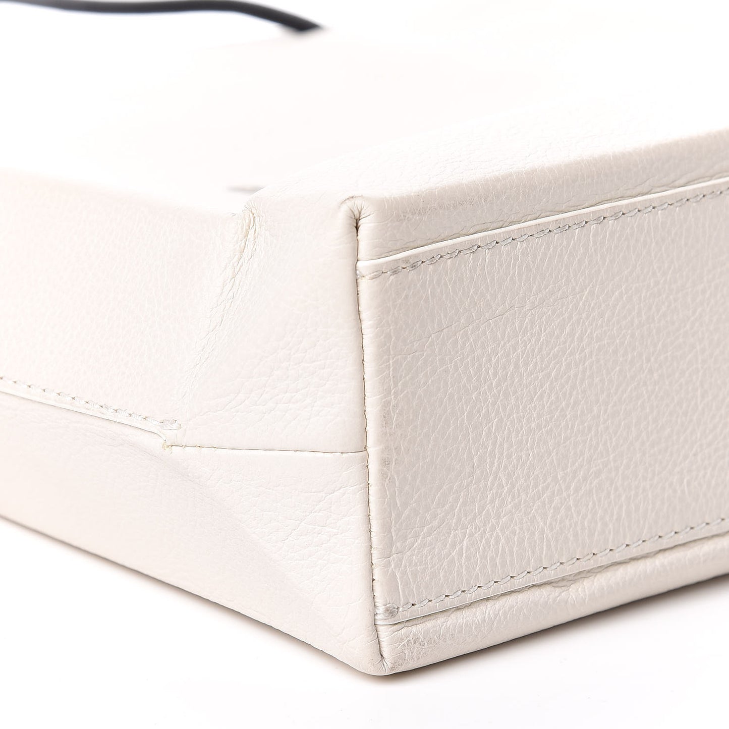 Calfskin Logo Small Shopping Tote White