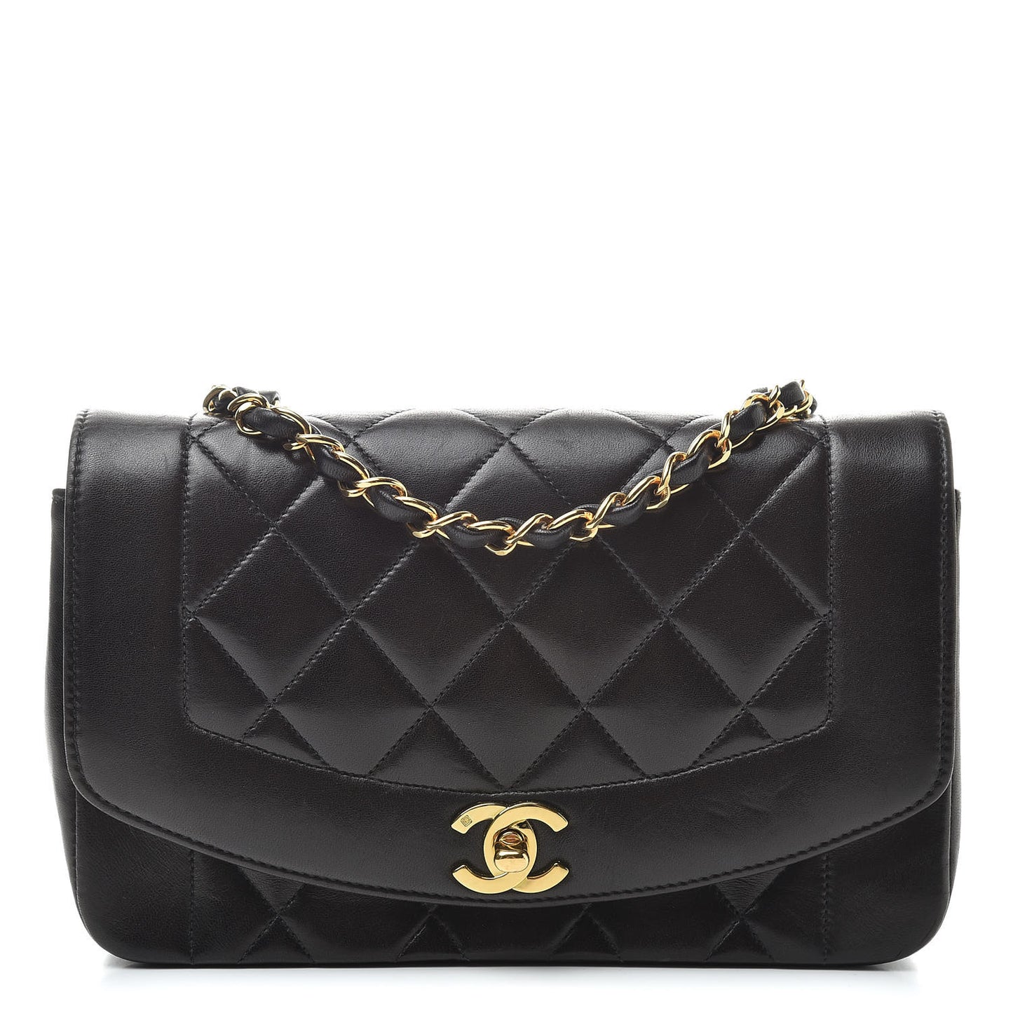 Lambskin Quilted Small Single Flap Brown