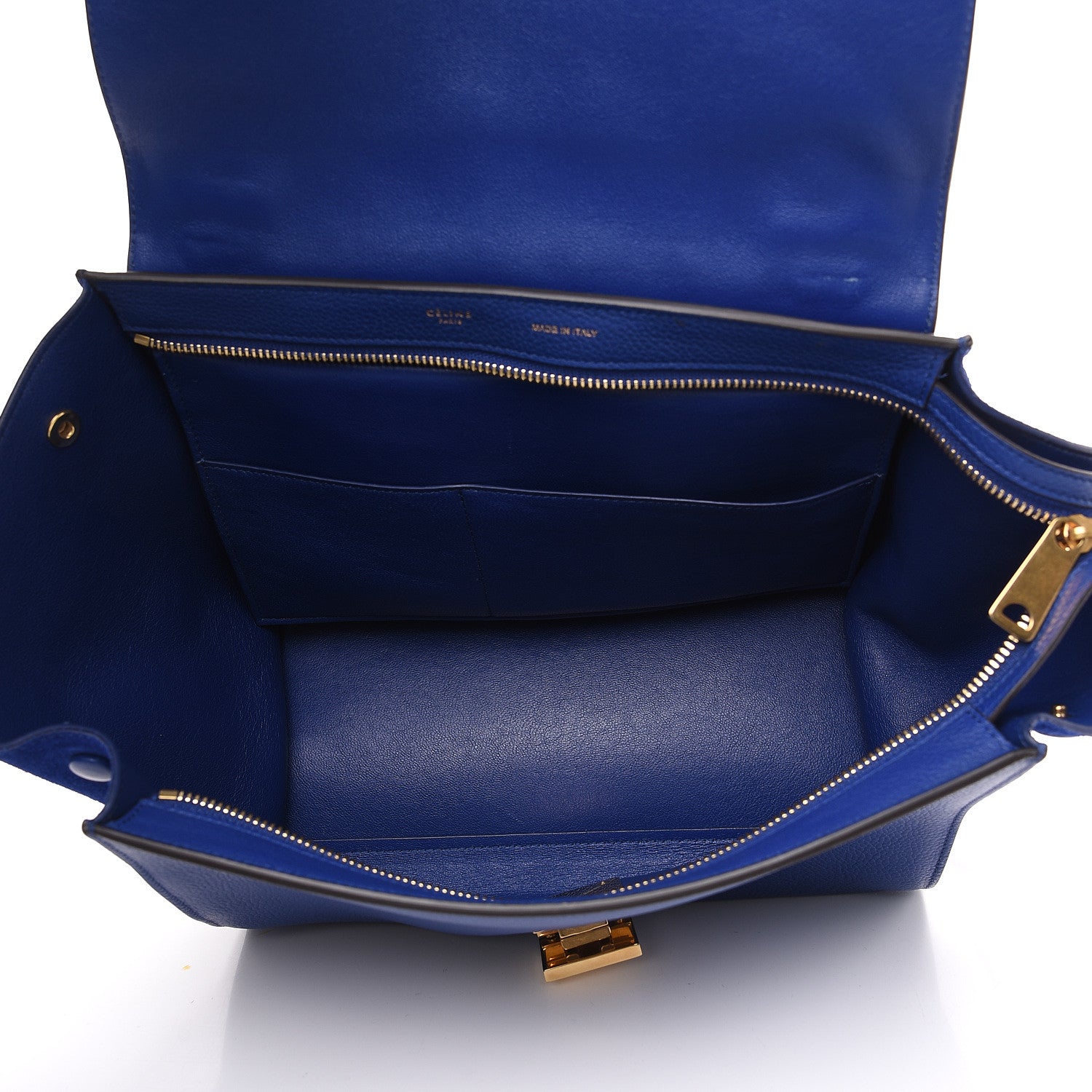 Celine Drummed Calfskin Suede Small Trapeze Indigo 4 of 9