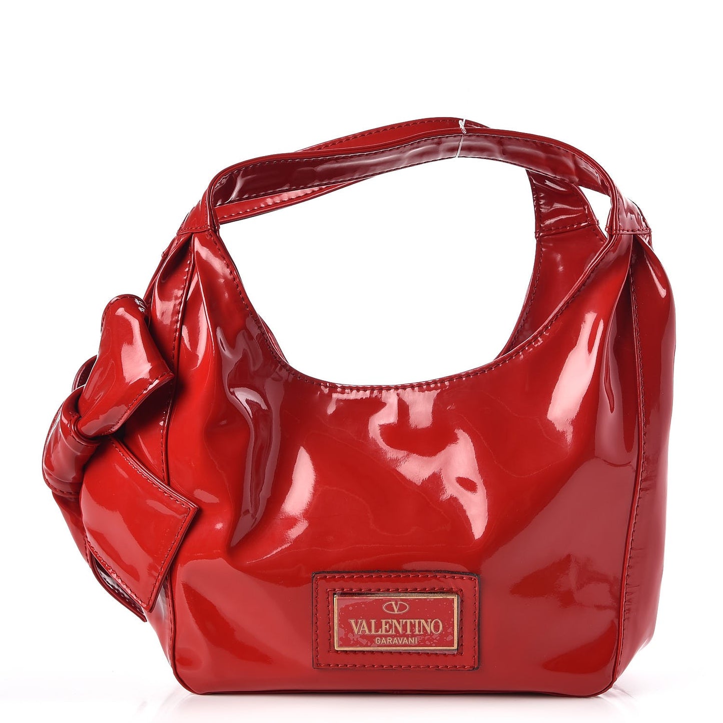Patent Lacca Mini Nuage Bow Hobo Red