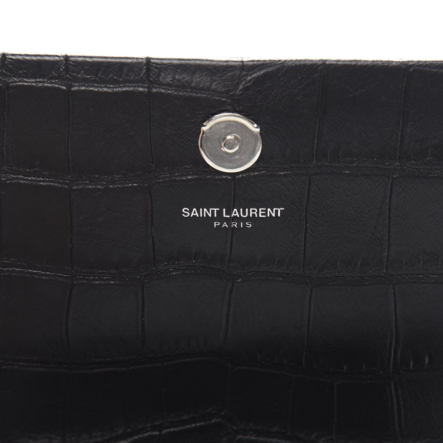Calfskin Crocodile Embossed Monogram Small Kate Tassel Satchel Black