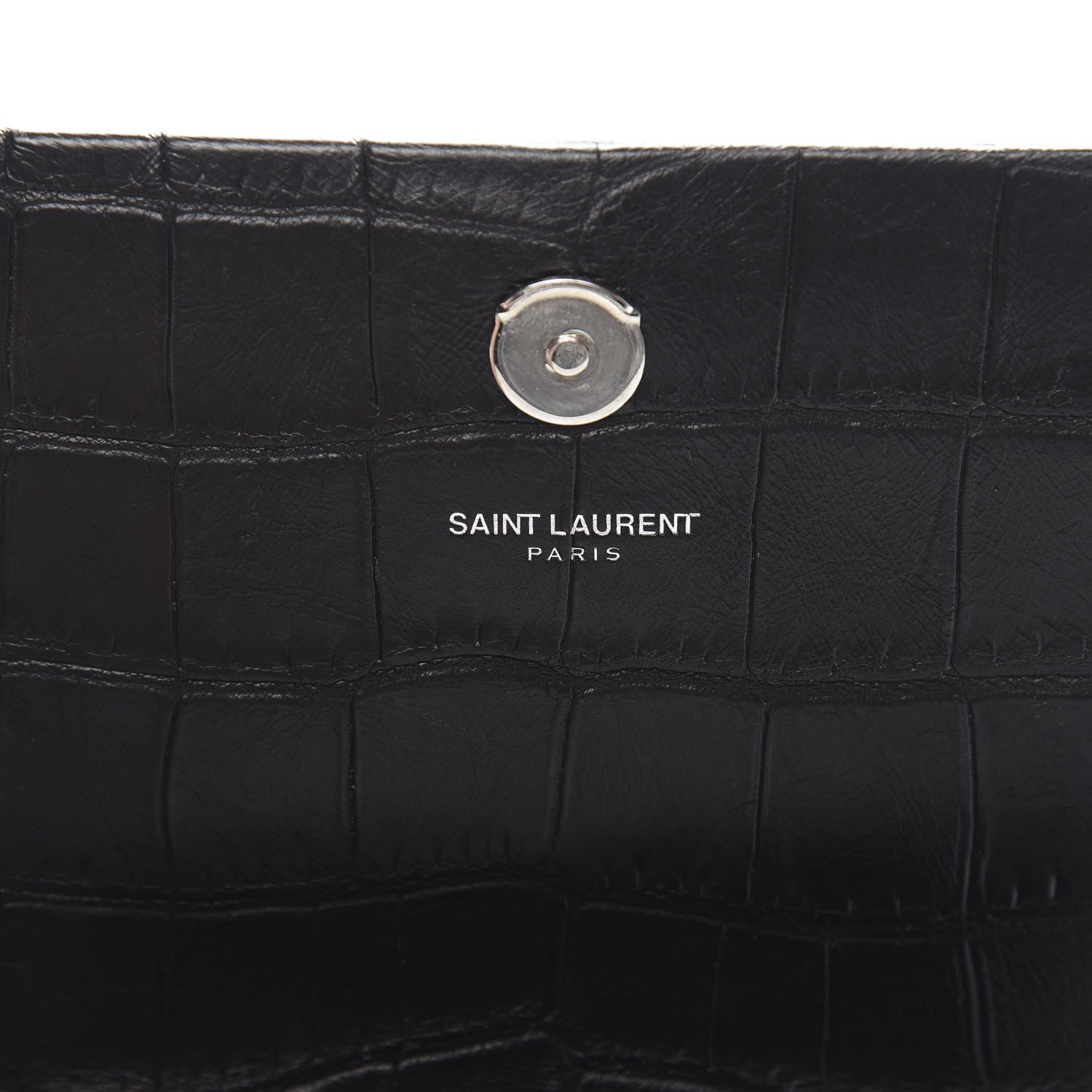 Saint Laurent Calfskin Crocodile Embossed Monogram Small Kate Tassel Satchel Black 6 of 10