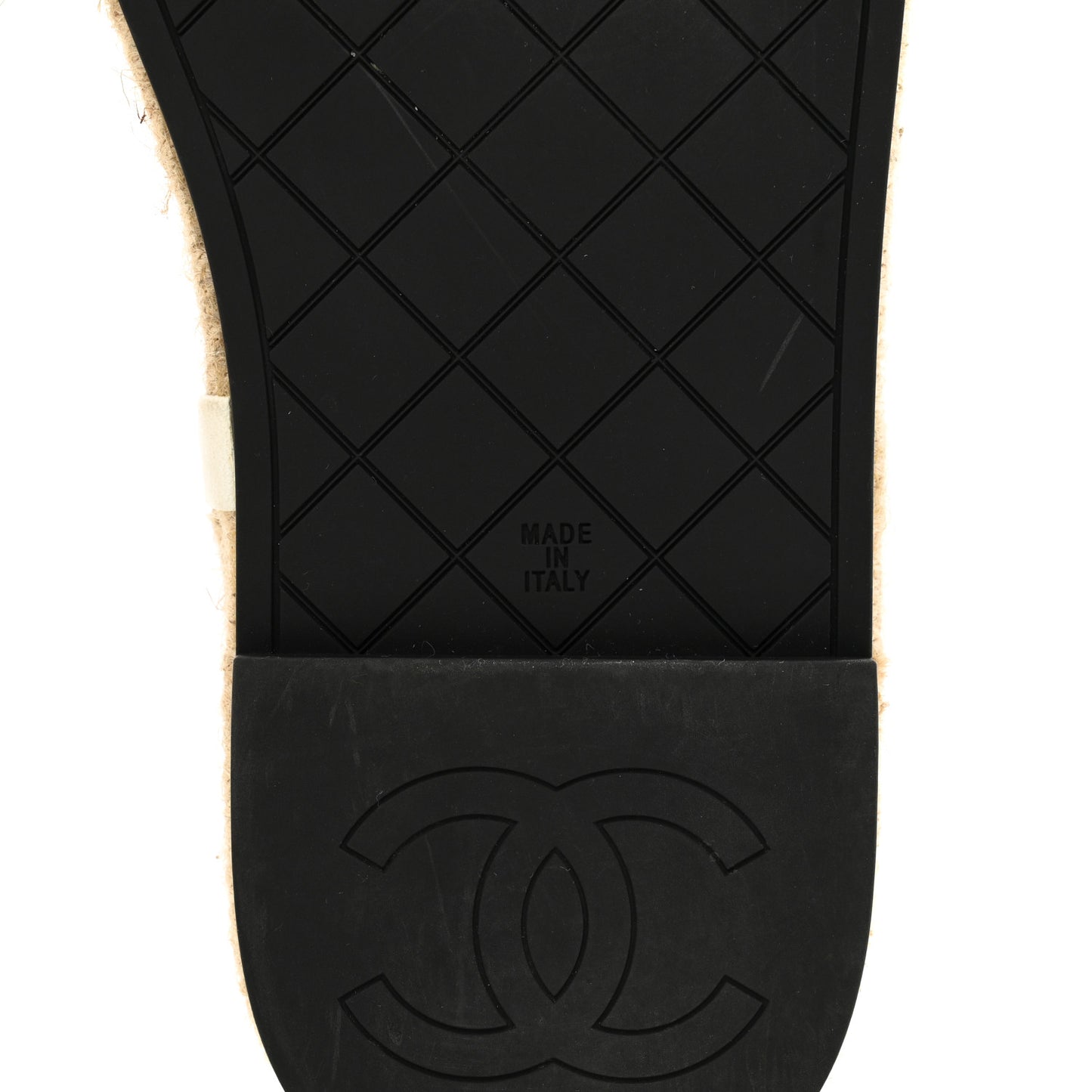 Lambskin Chain CC Thong Espadrille Sandals 36 White