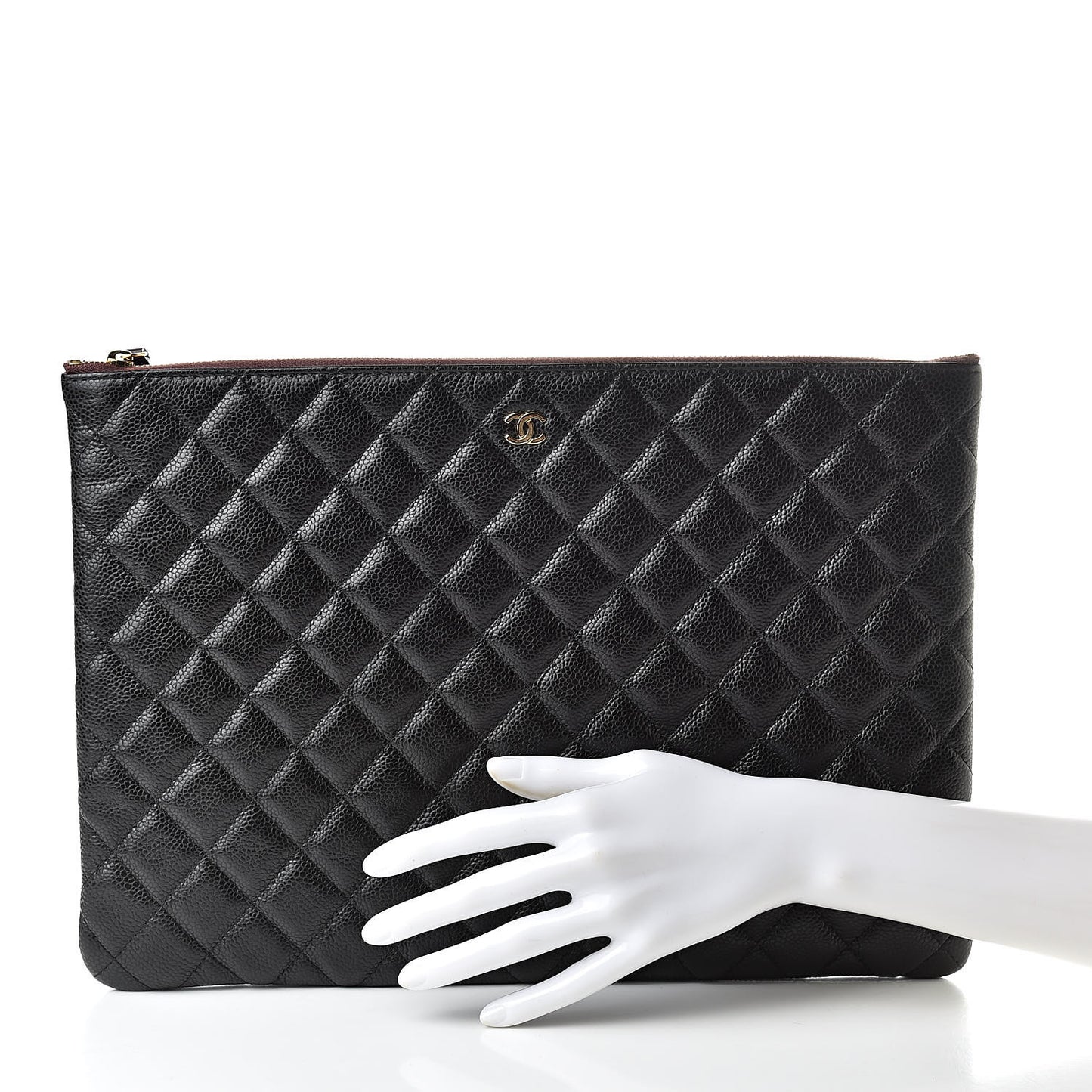 Caviar Quilted Large Cosmetic Case Black