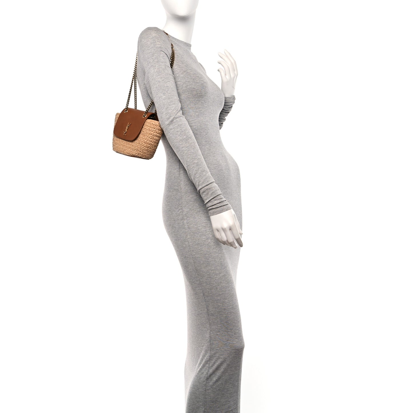 Raffia Calfskin Mini Manon Natural Brick