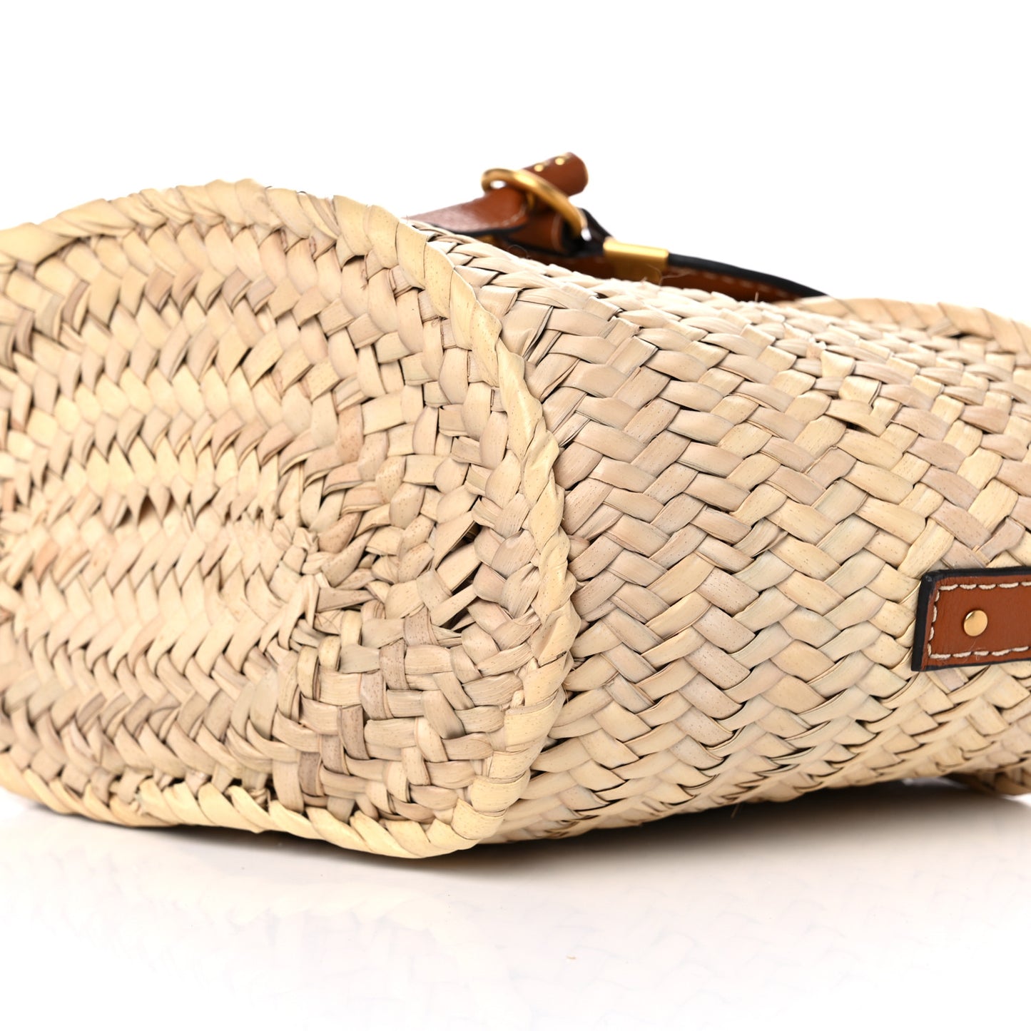 Raffia Calfskin Marcie Basket Tan