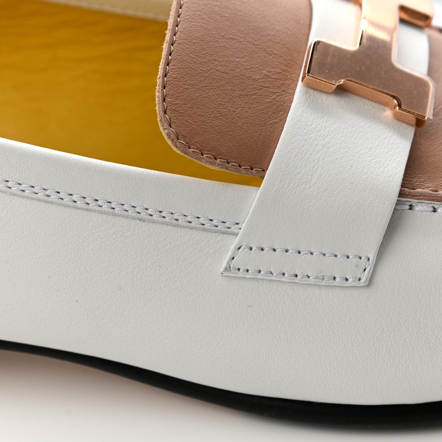 Hermes Calfskin Womens Paris Loafers 37 White Bois De Santal 9 of 9