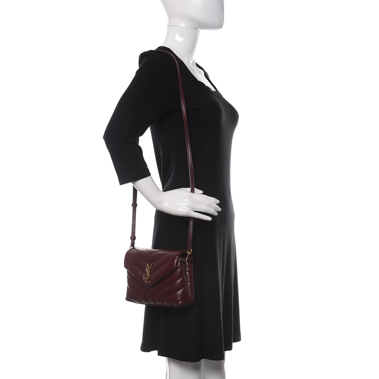 Saint Laurent Calfskin Y Quilted Monogram Toy Loulou Monogram Crossbody Bag Rouge Legion 2 of 10