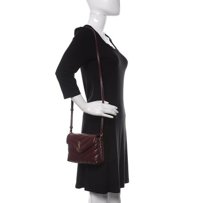 Saint Laurent Calfskin Y Quilted Monogram Toy Loulou Monogram Crossbody Bag Rouge Legion 2 of 10