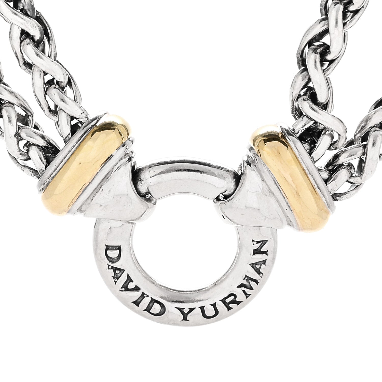 David Yurman Sterling Silver 18K Yellow Gold 8mm Double Wheat Chain Necklace 4 of 6