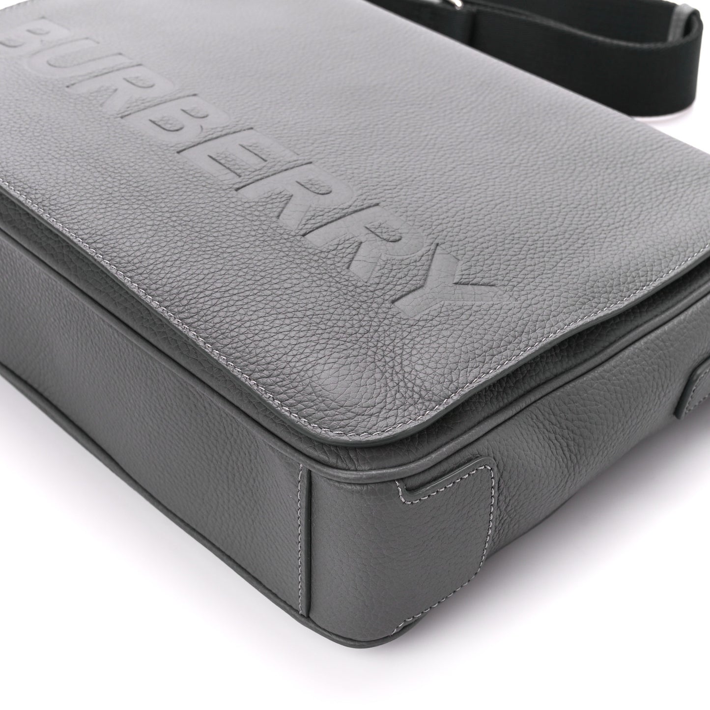 Calfskin Logo Messenger Charcoal Grey
