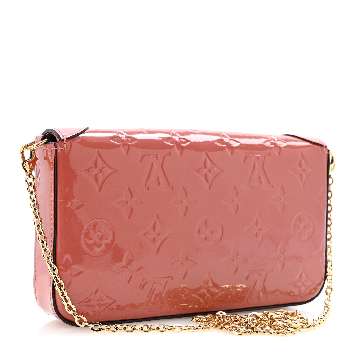 Louis Vuitton Vernis Valentine Dog Pochette Felicie Chain Wallet Pink 4 of 12