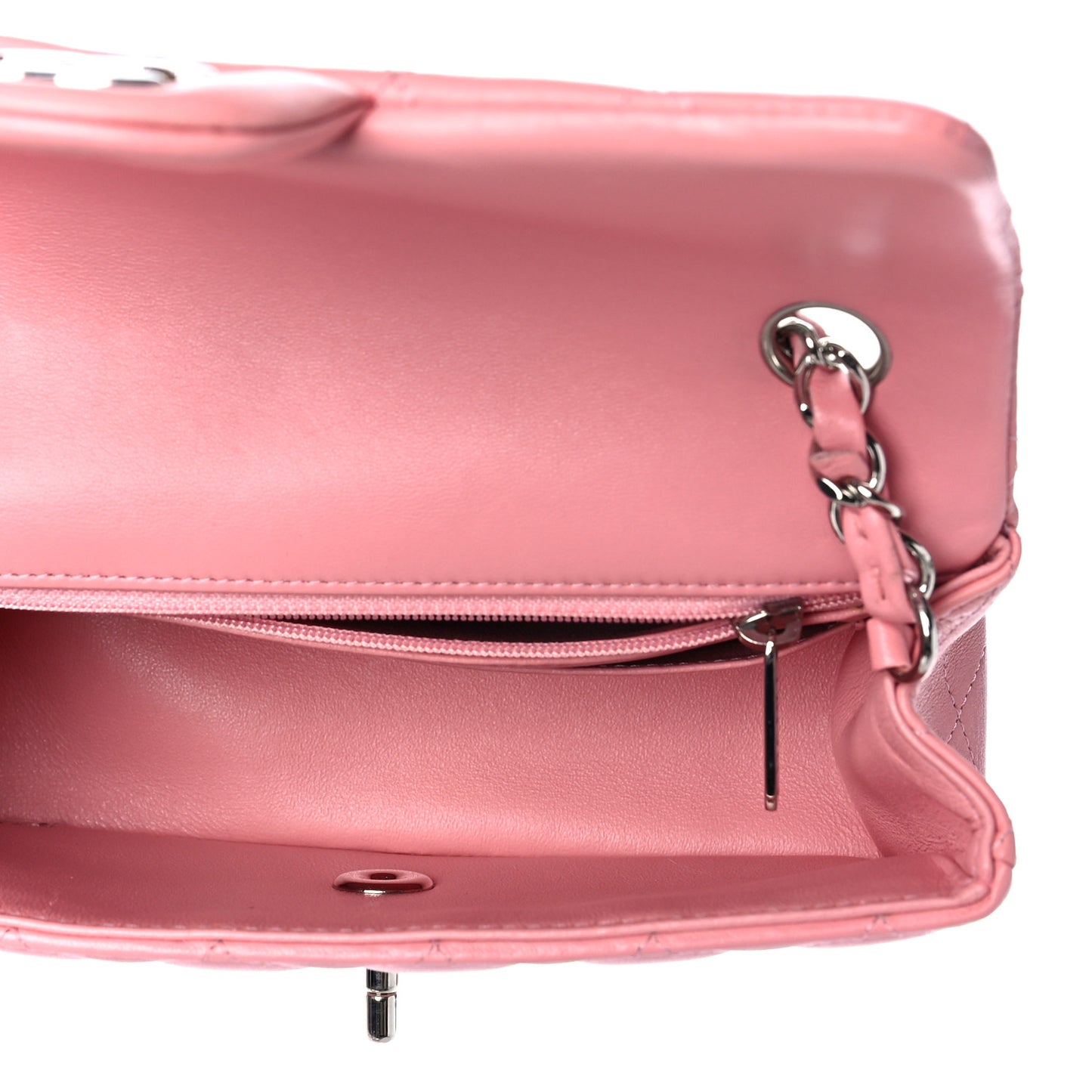 Lambskin Quilted Mini Rectangular Flap Pink