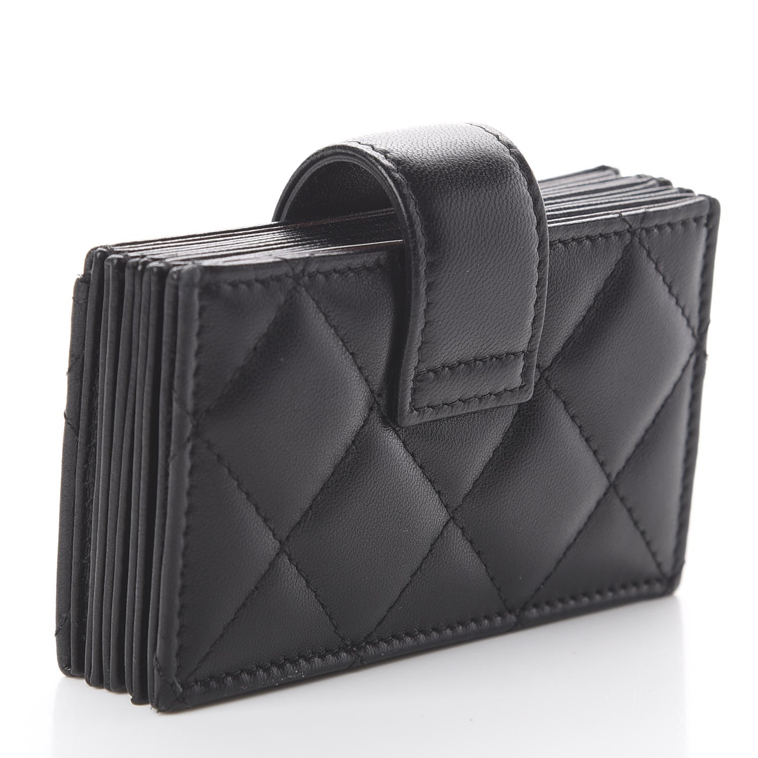 Chanel Lambskin Quilted Gusseted Card Holder Black 2 of 7