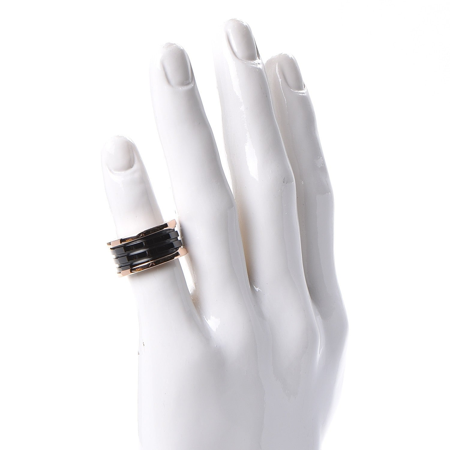 Bulgari 18K Rose Gold Black Ceramic B.Zero1 Four-Band Ring 57 8 2 of 7