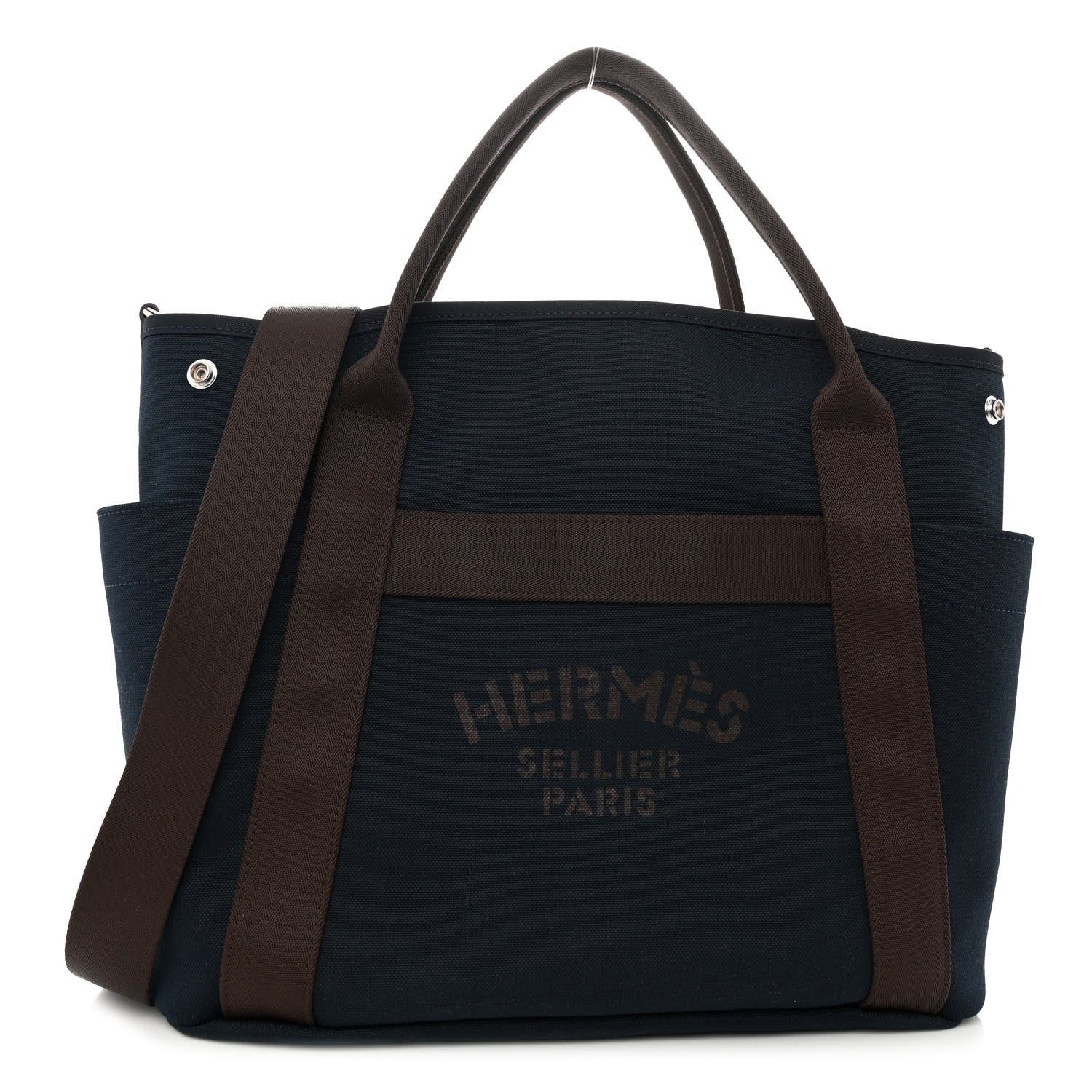 Hermes Toile Sac De Pansage Groom Bleu Navy Feu 1 of 11