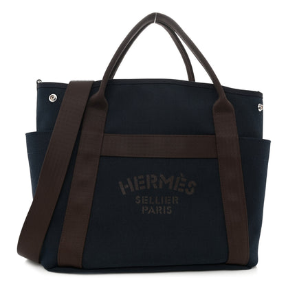 Hermes Toile Sac De Pansage Groom Bleu Navy Feu 1 of 11