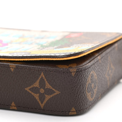 Louis Vuitton Monogram 2022 Christmas Animation New York Soho Pochette Felicie Chain Wallet Yellow 10 of 10