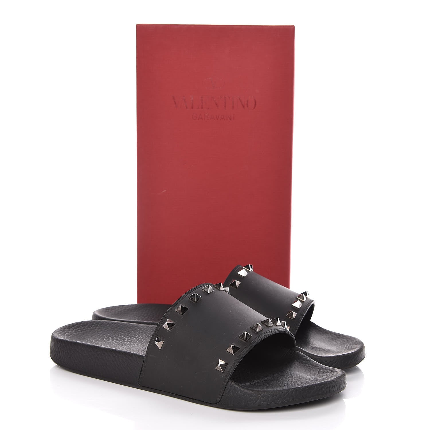 Valentino Garavani Rubber Rockstud Slide Sandals 41 Black 16 of 16
