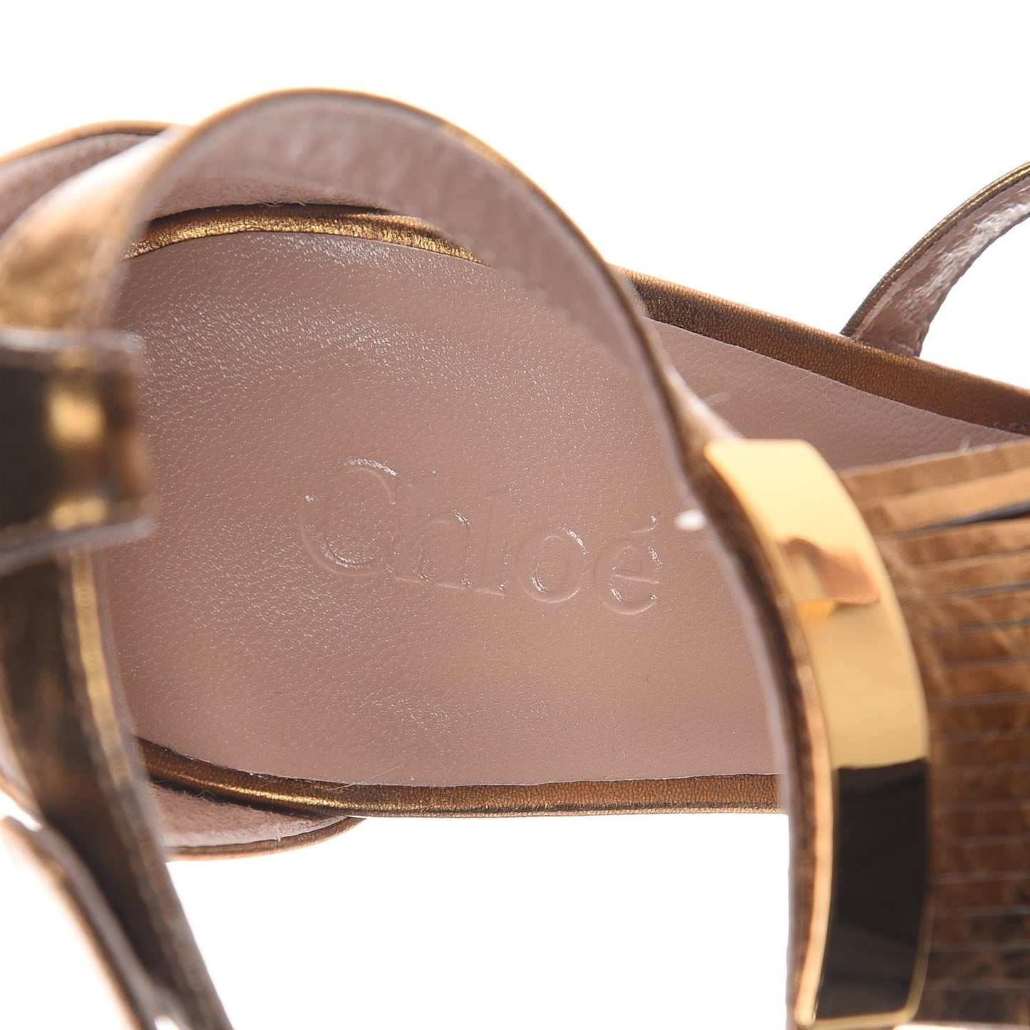 Metallic Calfskin Daniella 100 Crisscross Fringe Sandals 39.5 Gold