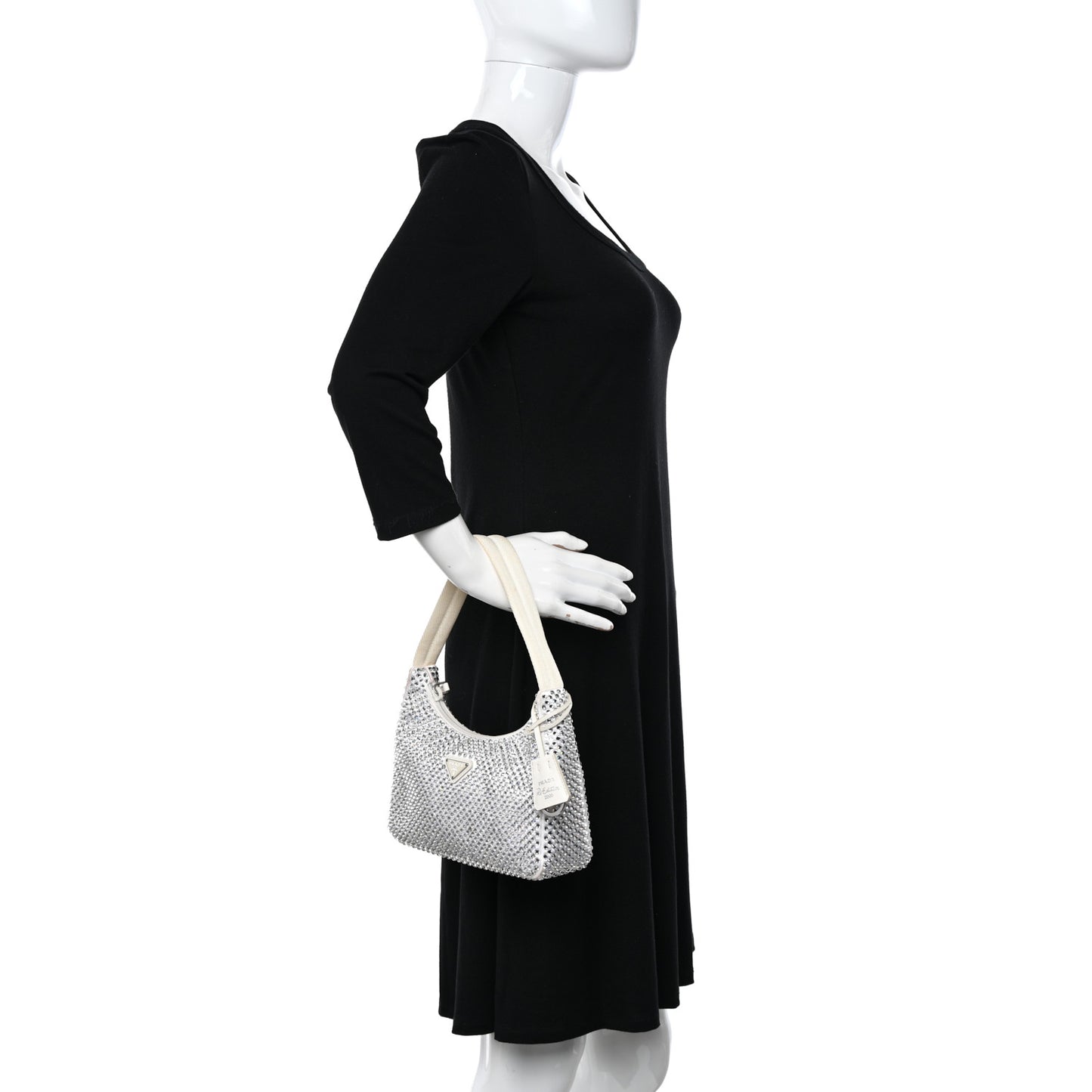 Satin Crystal Mini Re-Edition 2000 Bag White