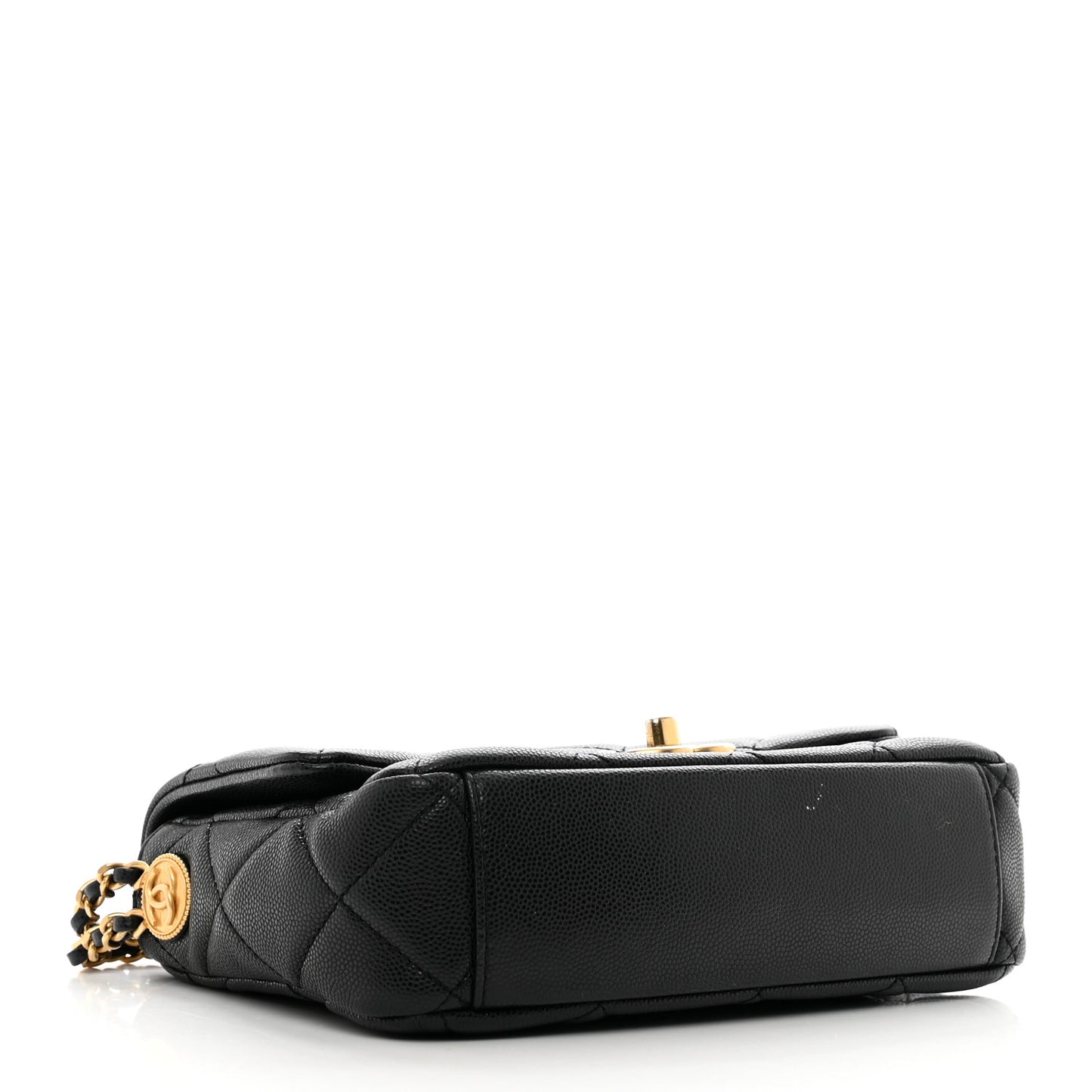 Caviar Quilted Small Twist Your Buttons Flap Black