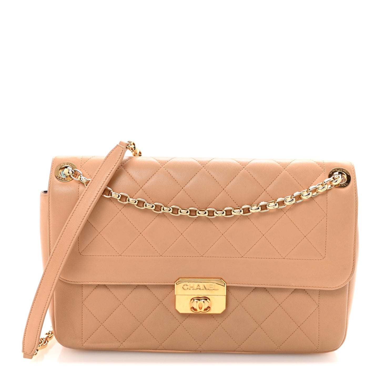 Lambskin Quilted Large Chic With Me Flap Beige