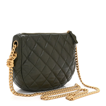 Chanel Lambskin Quilted Pillow Crush Chain Hobo Khaki 3 of 10