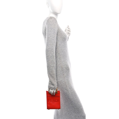 Fendi Vitello King Plexiglass Logo Embossed Mini Fendi Sunshine Shopper Tote Papavero 2 of 10