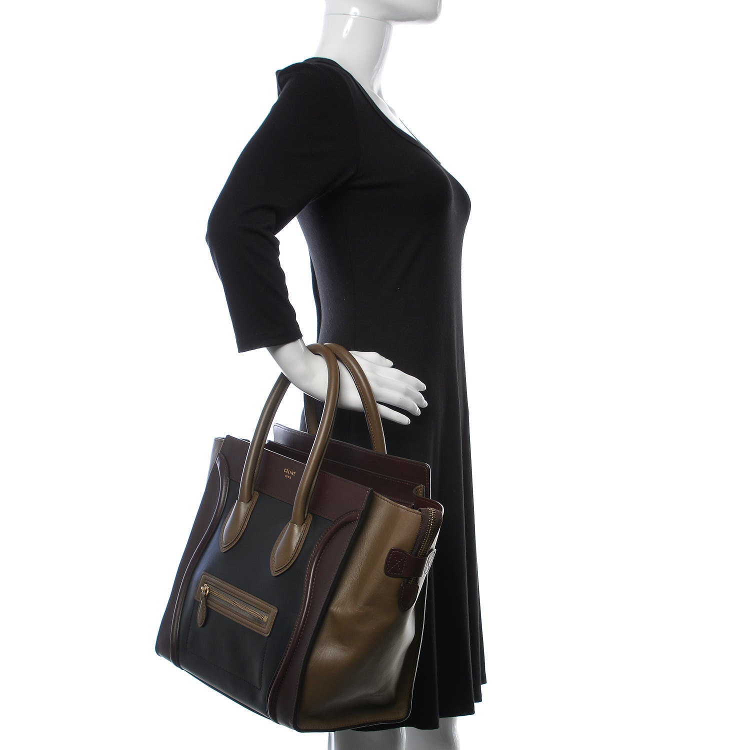 Celine Smooth Calfskin Mini Tri-Color Luggage Black 2 of 16