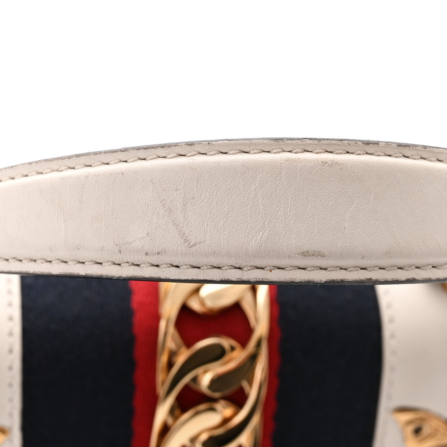 Gucci Calfskin Animal Studs Mini Sylvie Top Handle Bag White 13 of 15