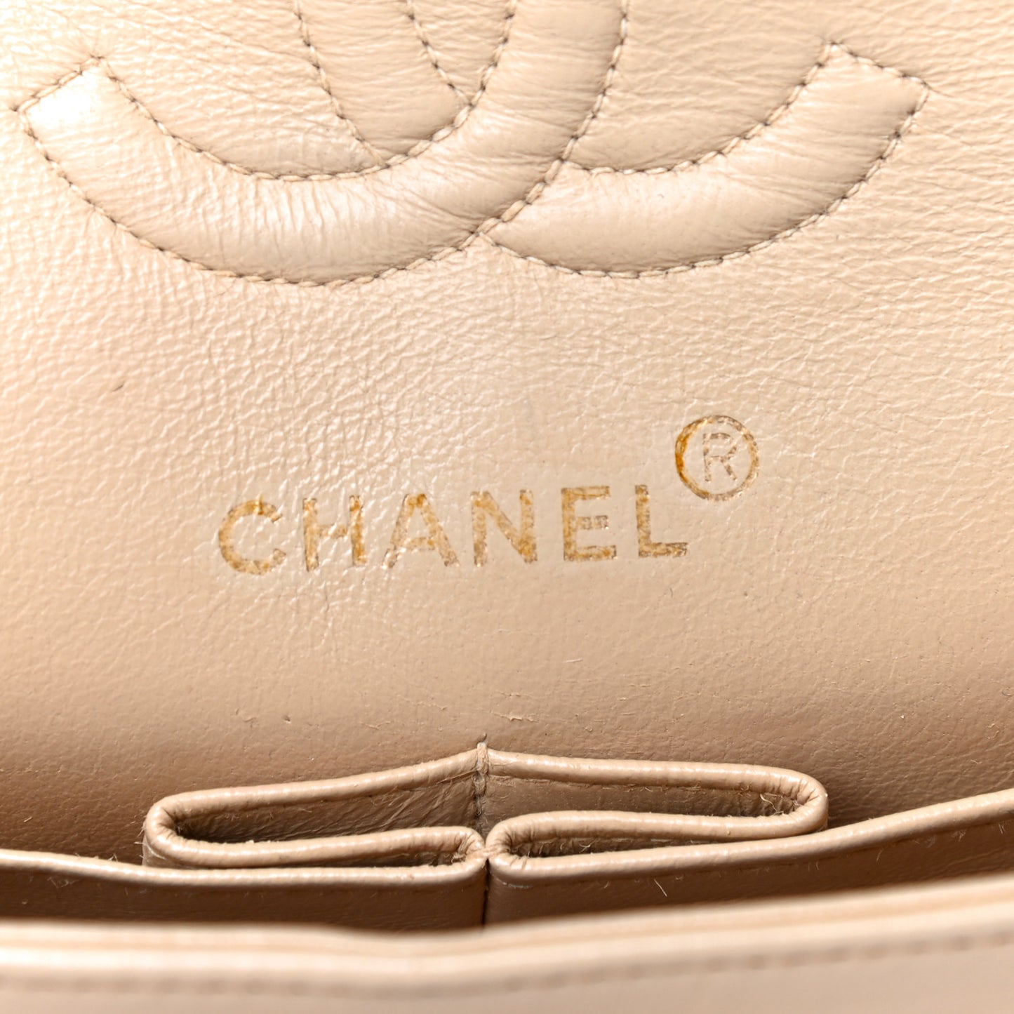 Lambskin Quilted Small Double Flap Beige
