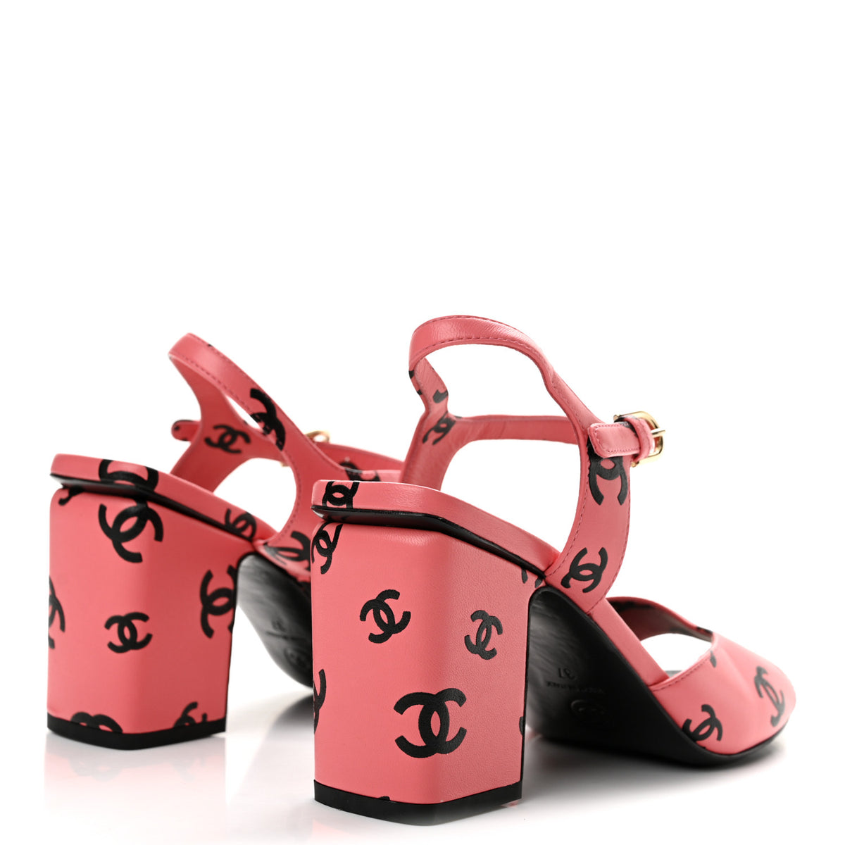 Chanel Printed Lambskin Coco Beach Sandals 37 Pink Black 5 of 11