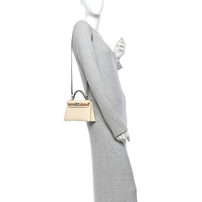 Hermes Epsom Tri-Color Mini Kelly Sellier 20 Craie Biscuit Gris Meyer 3 of 13