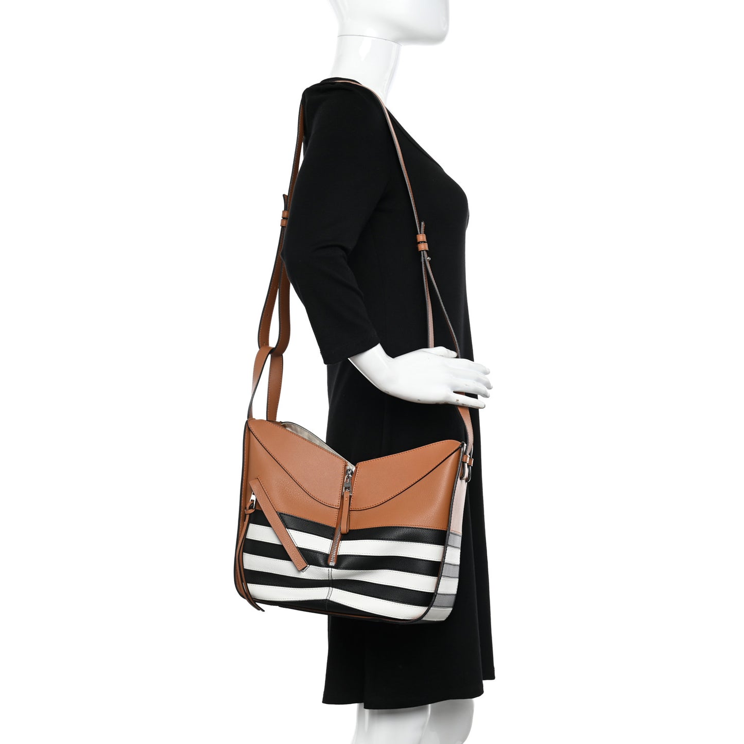 Calfskin Marine Stripe Small Hammock Shoulder Bag Tan