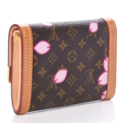 Louis Vuitton Monogram Cherry Blossom Porte-Monnaie Plat Coin Purse Brown 3 of 6