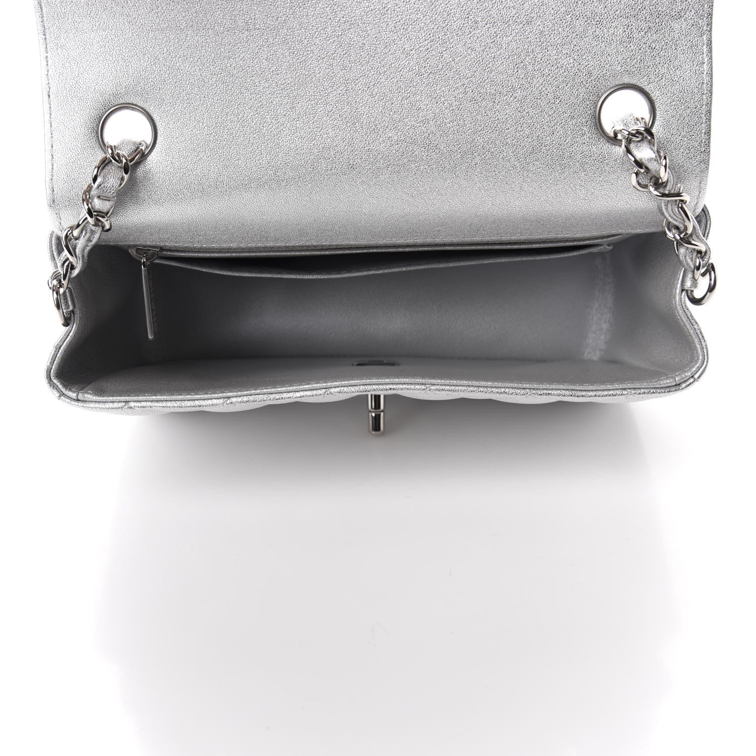 Chanel Metallic Lambskin Quilted Mini Rectangular Flap Silver 5 of 11