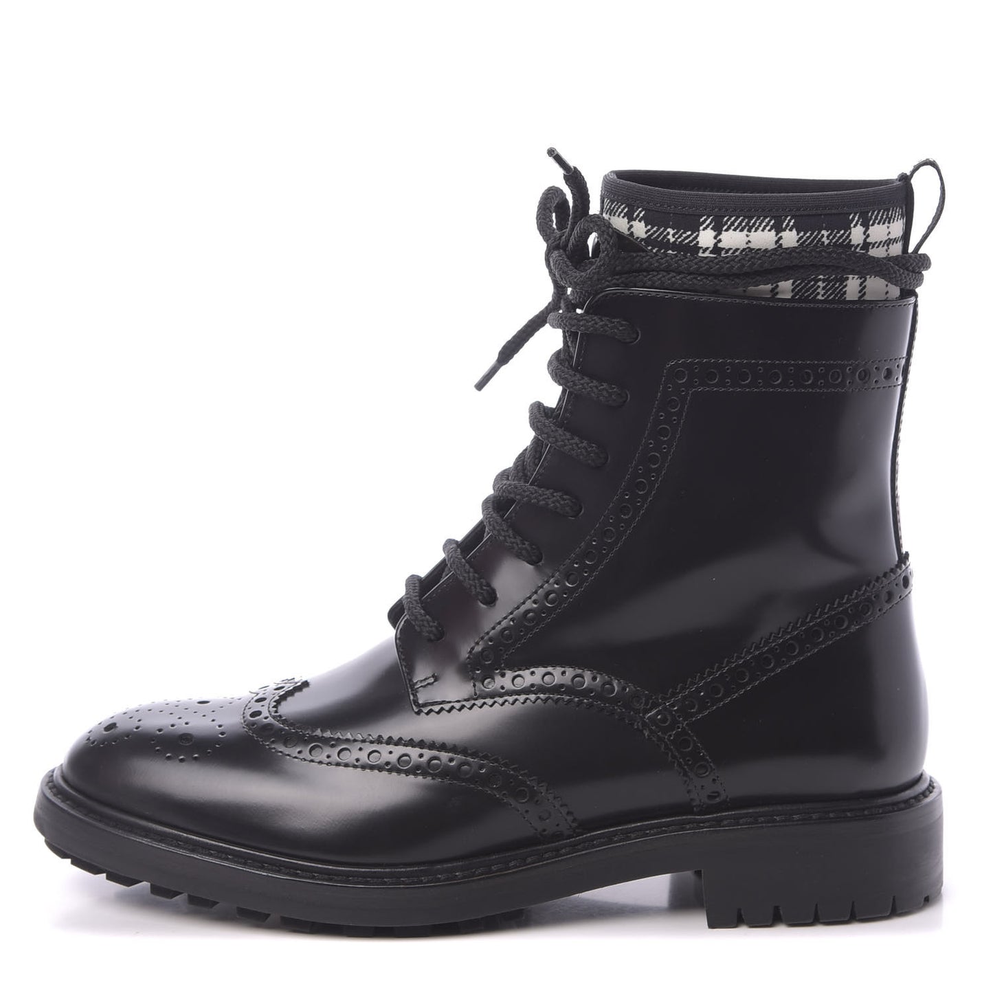 Calfskin Tartan D-Order Low Boot 36 Black White