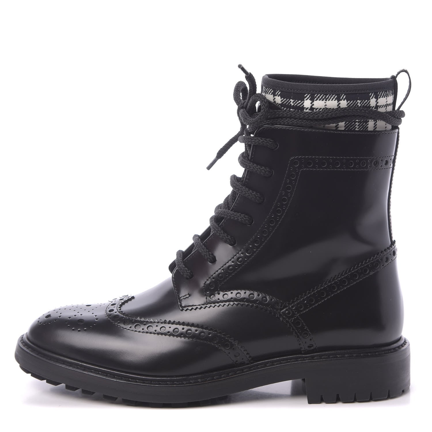 Christian Dior Calfskin Tartan D-Order Low Boot 36 Black White 1 of 9