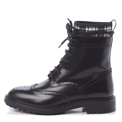 Christian Dior Calfskin Tartan D-Order Low Boot 36 Black White 1 of 9